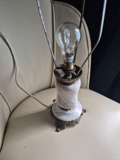 Mid Century Vintage Retro Marble gold ornate metal lamp base