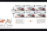 1989 Guernsey 50th Anniversary of Guernsey Airport 12p booklet pane showing Guernsey Airways de Havilland DH.86 Plane Dragon Express and Mail Van Commemorative Stamps Official First Day Cover (FDC)