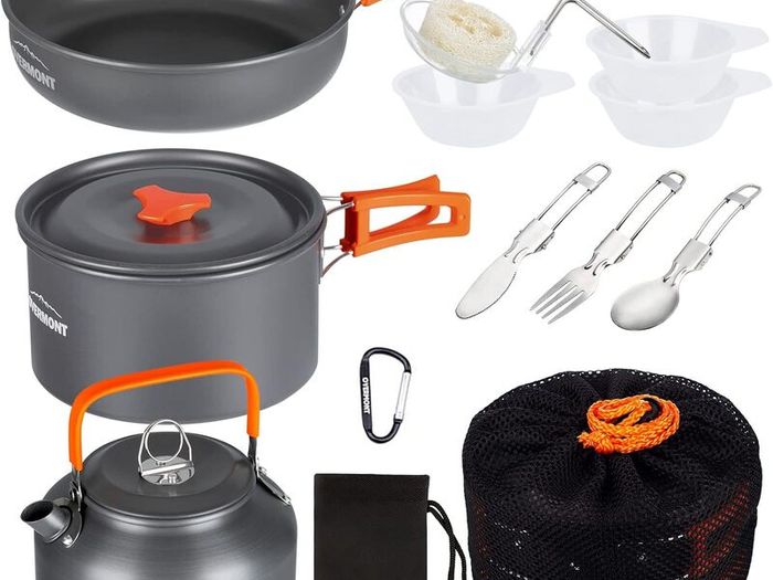 Camping Cookware Set Outdoor Cooking Kettle Mess Kit Pots Pans Ultralight Portable for Backpacking Hiking Picnic Fishing Mountaineering