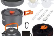 Camping Cookware Set Outdoor Cooking Kettle Mess Kit Pots Pans Ultralight Portable for Backpacking Hiking Picnic Fishing Mountaineering