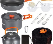 Camping Cookware Set Outdoor Cooking Kettle Mess Kit Pots Pans Ultralight Portable for Backpacking Hiking Picnic Fishing Mountaineering
