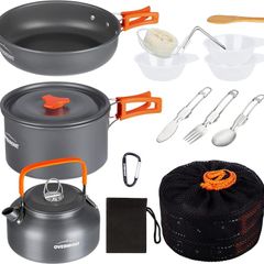 Camping Cookware Set Outdoor Cooking Kettle Mess Kit Pots Pans Ultralight Portable for Backpacking Hiking Picnic Fishing Mountaineering