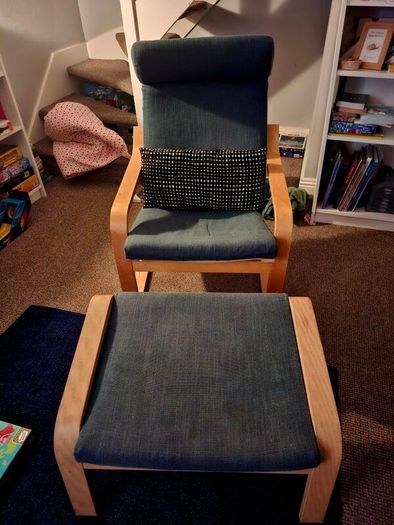 ikea poang chair and stool