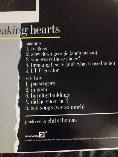 Elton John Breaking hearts LP Irish press
