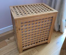 Pair of hardwood laundry bins