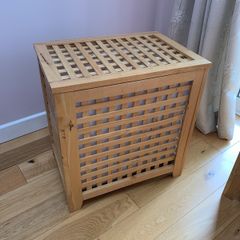 Pair of hardwood laundry bins