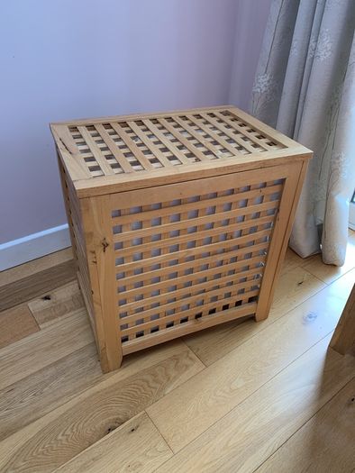 Pair of hardwood laundry bins