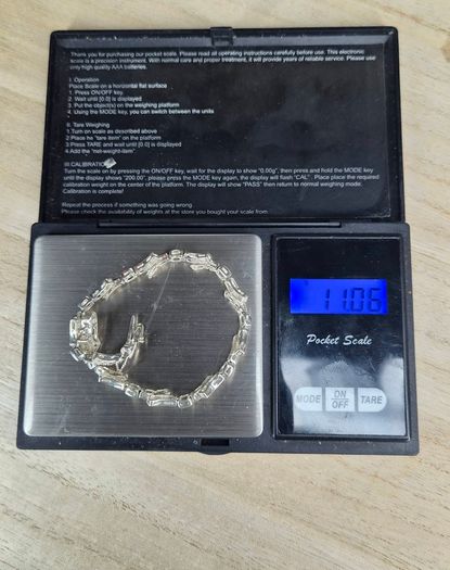 Sterling Silver Cubic Zirconia Line Link Bracelet Boxed 17cm