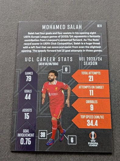Topps Match Attax 24/25 Mohamed Salah Liverpool Black Edge Edition BE 9