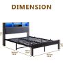 Double Bed Frame with Charging Station and LED Lights Image 9