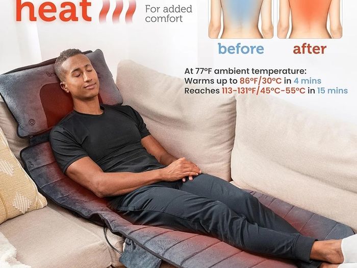 Massage Mat with Heat Pad,Full Body Massage Bed with Shiatsu Neck Massage Pillow,10 Vibrating Motors & 4 Heating Pads for Back Relief,Massagers for Neck & Back,Gifts for Women,Men