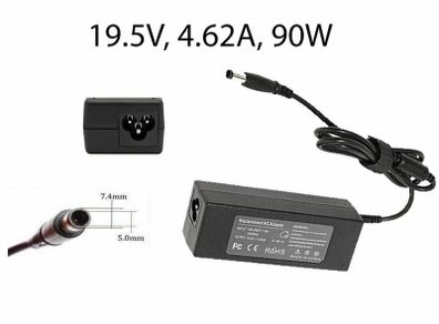 AC Adaptor Replacement Charger For Dell laptop 19.5V 4.62A 90W (7.4,5.0mm)