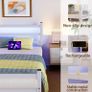 Single Bed Frame with Headboard & LED Lights,Heavy Duty Metal Platform Bed Frame with Charging Station Image 4