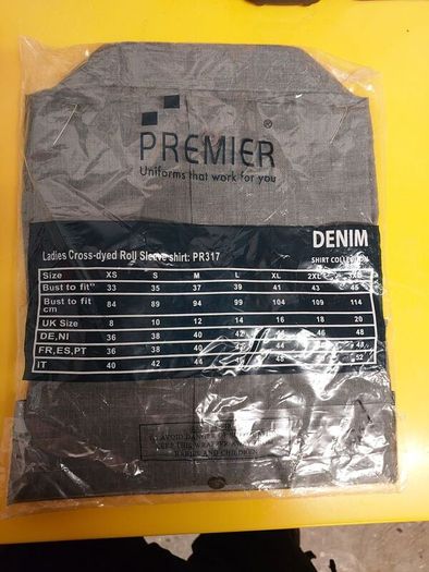Premier PR317 Ladies Cross-Dye Roll Sleeve Shirt NEW Size S / UK 10