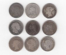 G.B. 9 x 6d, 92.5% Silver Coins  ( no. G26)