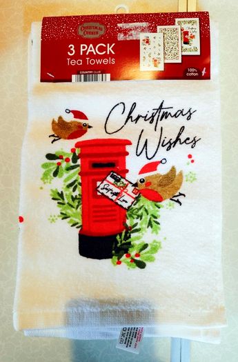 Pack Of 3 Festive Tea Towels (new).