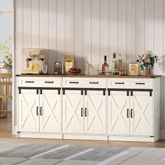 Vintage Large Sideboard Buffet Cabinet with 3 Drawers, 6 Doors