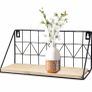 2 Wall Mounted Floating Shelves Set Wood Wall Mounted Shelf Metal Frame Storage Shelves Display Racks Home Decor Rustic for Bedroom, Bathroom, Living Room, Kitchen, Office Image 3