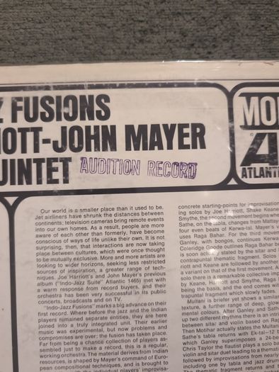 Joe Harriott - John Mayer Double Quintet - Indo-Jazz Fusions (LP, Album, Mono, Promo, Ter) Vinyl