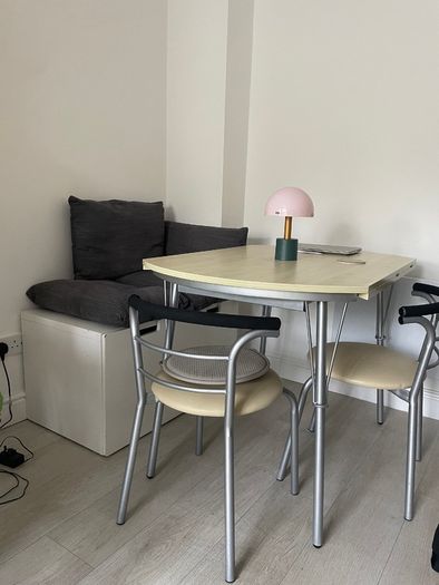 Dining table and two chairs