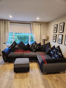 Corner Sofa with Storage Poof
