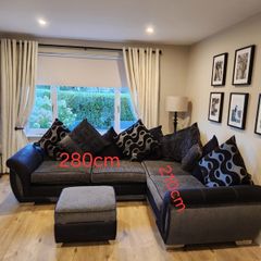 Corner Sofa with Storage Poof
