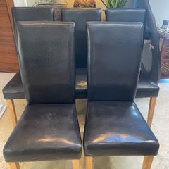 5 x Leather Padded Kitchen Dining Chairs - Can Deliver