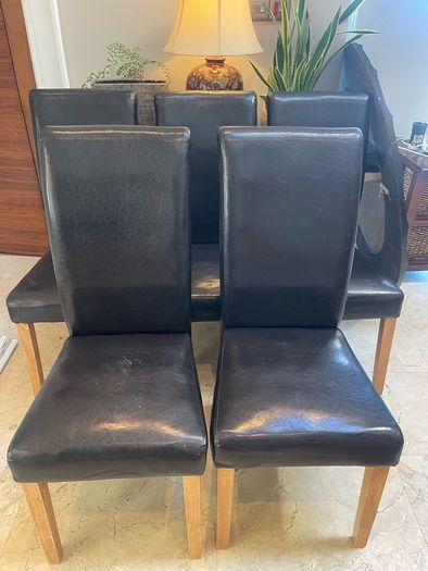 5 x Leather Padded Kitchen Dining Chairs - Can Deliver