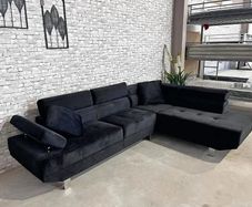 Black Velvet Corner Sofa 262cm Free delivery