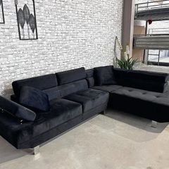 Black Velvet Corner Sofa 262cm Free delivery