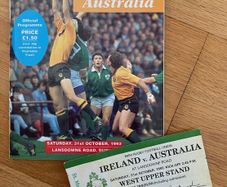Very Rare 1992 Ireland v Australia - International Rugby Match Programme & Match Ticket