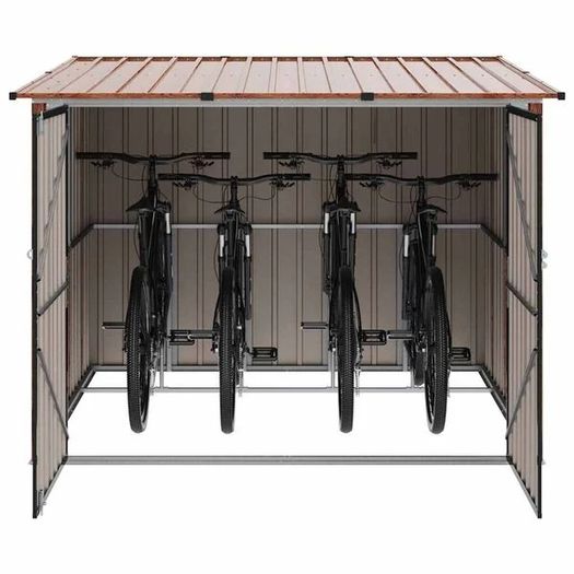 Bike Shed 3 pcs Brown 215 x 206 x 157 cm Metal