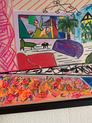 Framed Original Abstract Painting Miami style Interiors Art   Original Art Gift