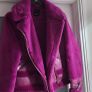 RIVER ISLAND fuschia faux leather and fur biker jacket Sz 14UK - Rrp 125 (New) Image 4