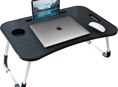 NEW SALE | Laptop Desk, Laptop Bed Table with Foldable Legs & Cup Slot, Reading Holder Notebook Stand Breakfast Bed Tray Book Holder for Sofa, Bed, Terrace, Balcony