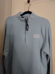 baby blue knit half zip from Gym Coffee