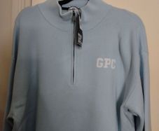 baby blue knit half zip from Gym Coffee