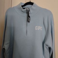 baby blue knit half zip from Gym Coffee