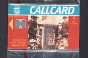1995 Ireland 5 unit complimentary Callcard was by Telecom Eireann. Includes a picture of Ireland's first call box dating back to the year 1925 (Schlumberger SC7) Call Card Mint in Packaging