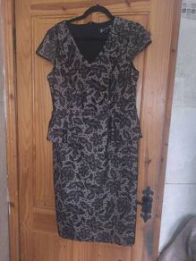 Joanna Hope black and ivory lace peplum dress (free post)