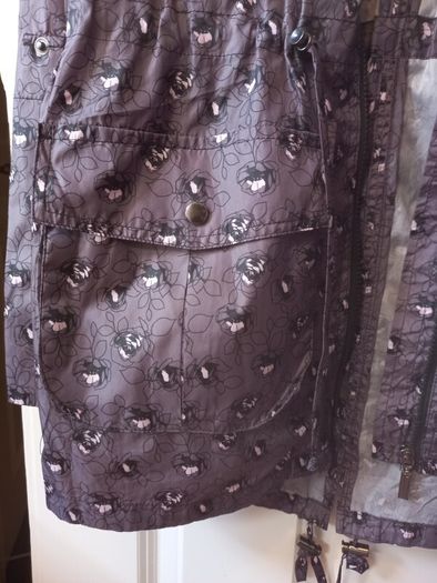 SALE! Grey Floral Hooded Rain Jacket size S