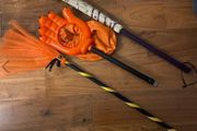 Halloween Witch brooms and monster hand