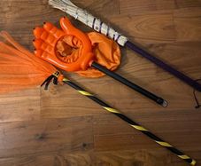 Halloween Witch brooms and monster hand