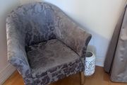 Grey Flower Patterned Armchair