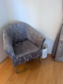 Grey Flower Patterned Armchair