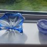 Fabulous Pair of Two Vintage Small Hand-Blown Art Glass Pieces in Shades of Bright Blue and Cornflower Blue, Sold as a Pair Image 3