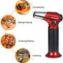 Blow Torch, Kitchen Torch, Refillable Butane Gas Torch Lighter with Safety Lock, Adjustable Flame with 2 Brush for Cooking, BBQ, Pastries, Soldering (Butane Gas Not Included) RED Image 7
