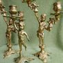 Vintage French Brass Cherub Candelabra, Antique Brass Candle Holders, Vintage Candlestick, Art Nouveau Brass Candlesticks Image 5