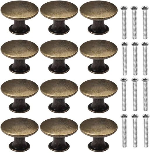 NEW SALE | 12 Pcs Bronze Kitchen Cabinet Drawers Cupboard Door Knobs, Vintage Copper Round Knobs Handles for Drawer Wardrobe Cupboard Door