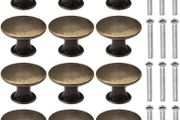 NEW SALE | 12 Pcs Bronze Kitchen Cabinet Drawers Cupboard Door Knobs, Vintage Copper Round Knobs Handles for Drawer Wardrobe Cupboard Door